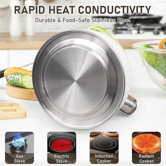 Whistling Tea Kettle for Stovetop, 2.5L Stainless Steel Tea Pot Kettles - Picture 5 of 7